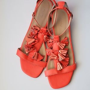 J. Crew Orange Tassle Sandals